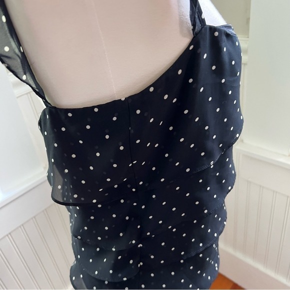 ZARA Basic Black Polka Dot Ruffle Chiffon Top - Size L Romantic Coquette - Picture 10 of 15